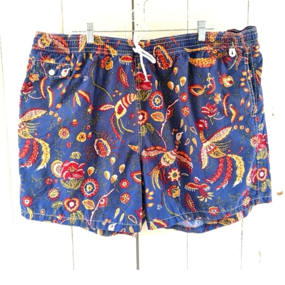 Polo Ralph Lauren Men’s Paisley Swim Trunks Navy White Size 2X Big